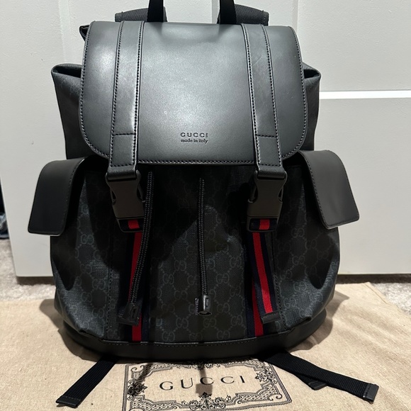 Gucci GG Supreme Black Backpack - Picture 1 of 4